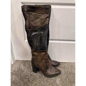 Mjus Patchwork Leather Boots knee-high multicolor brown green blue Size 36 EUC